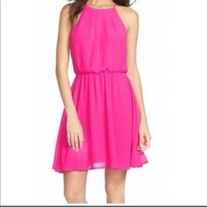 Lush Hot Pink Halter Mini Dress